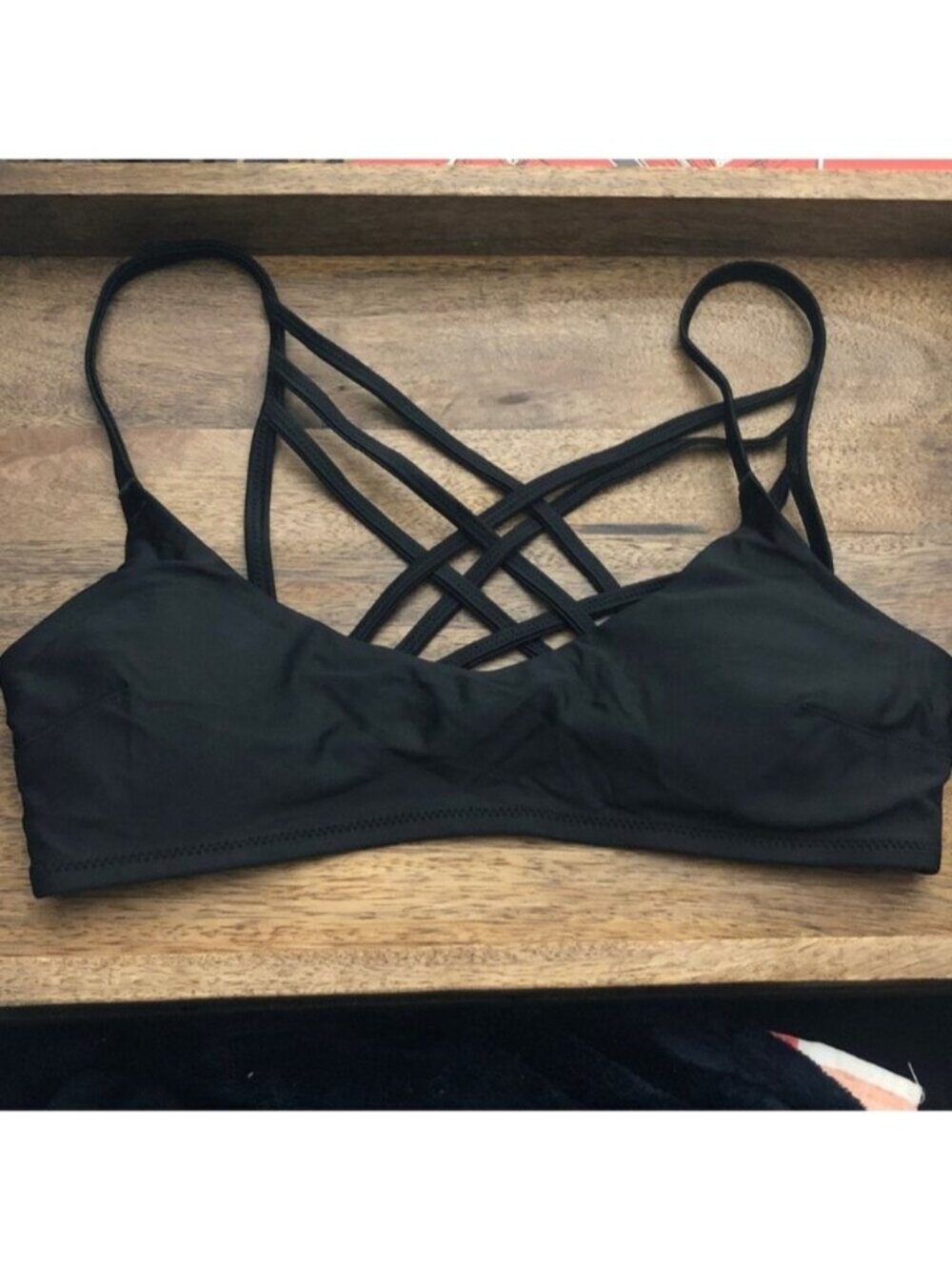 Aerie Black Strappy Bikini Top